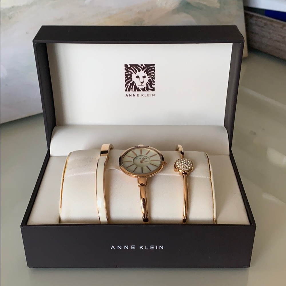 Anne Klein Rose Gold Watch/Bangle Set